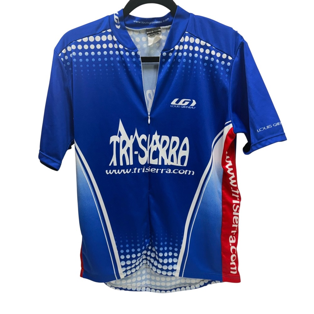 Louis Garneau Mens Tri-Sierra Cycling Jersey XL Blue Short Sleeve Partial Zip